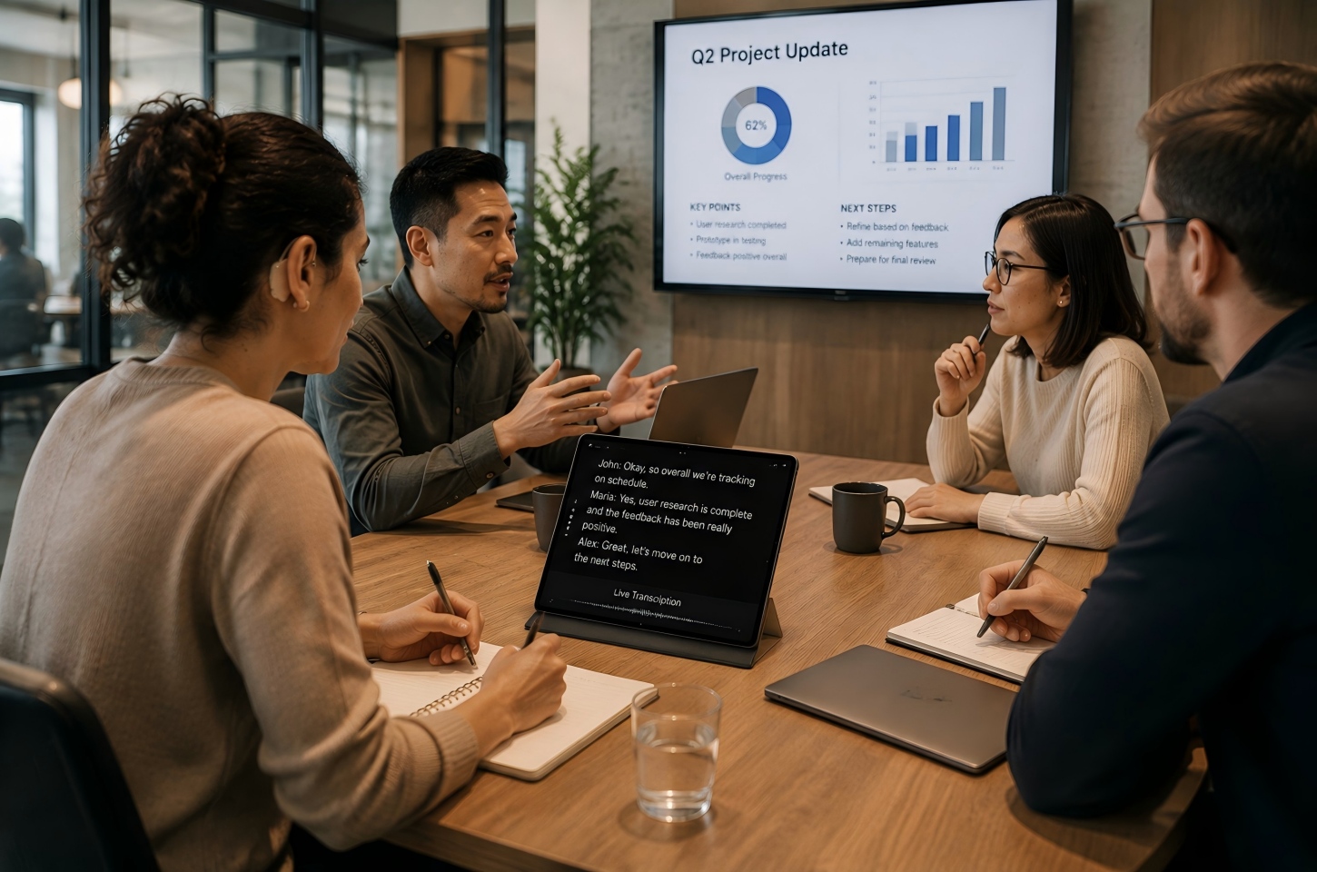 Deaf employee using live meeting captions