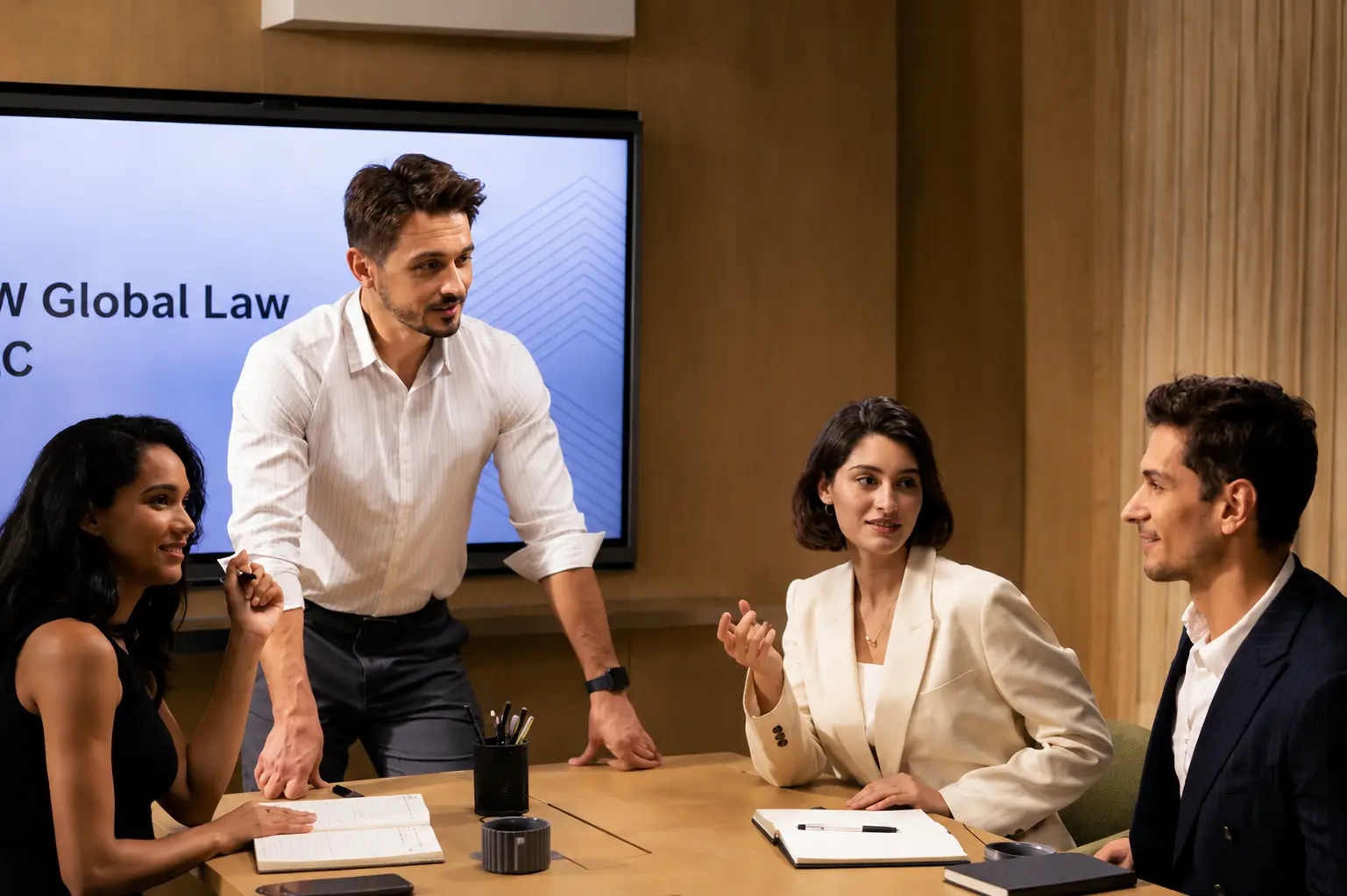 professionals in a corporate meeting using the AI recorder S6