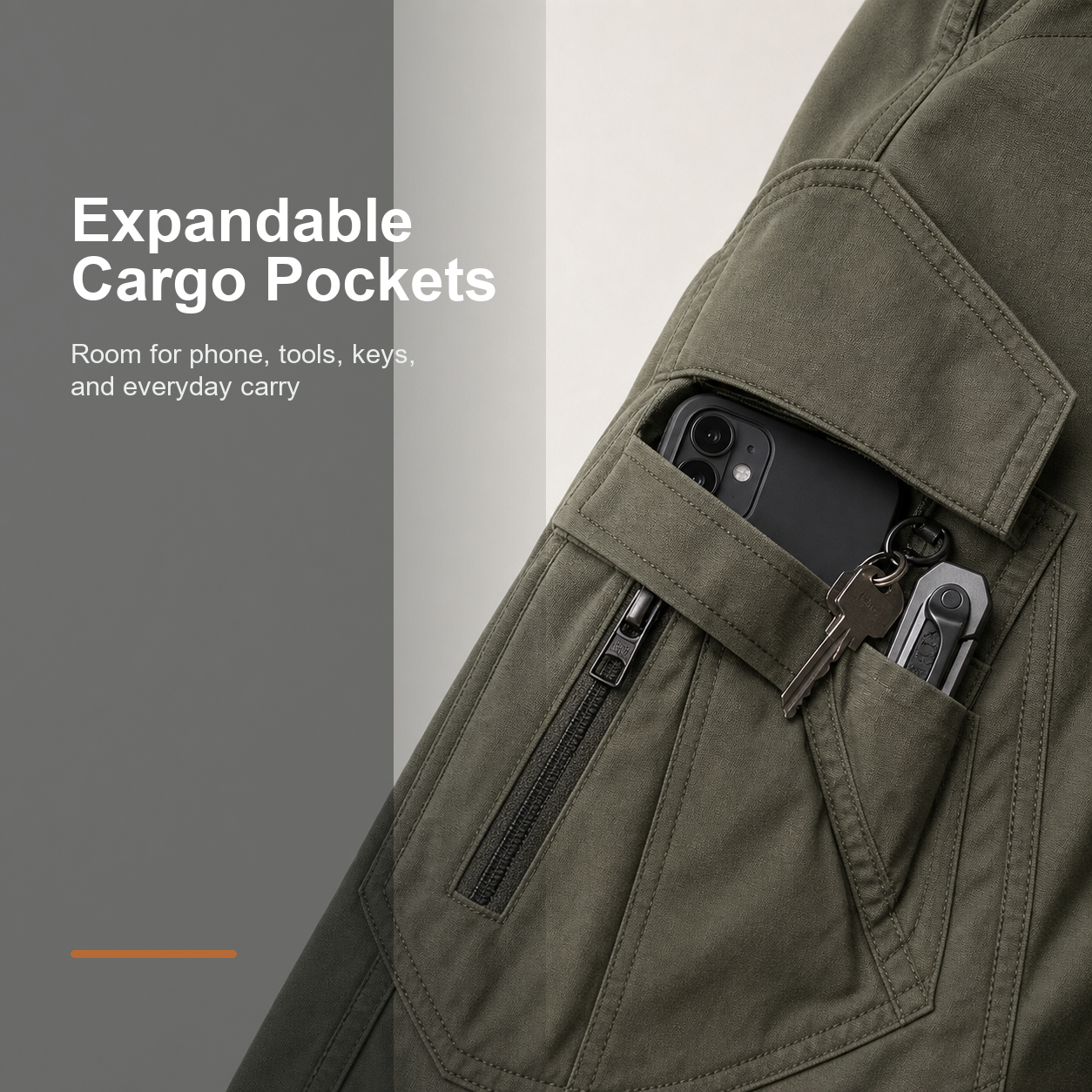 Expandable cargo pockets detail
