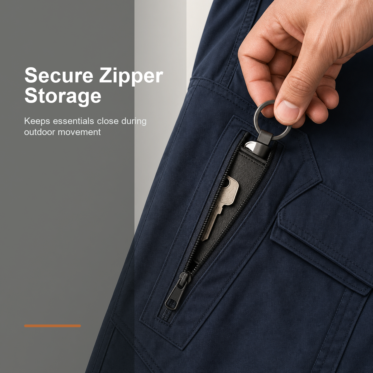 Secure zipper storage detail