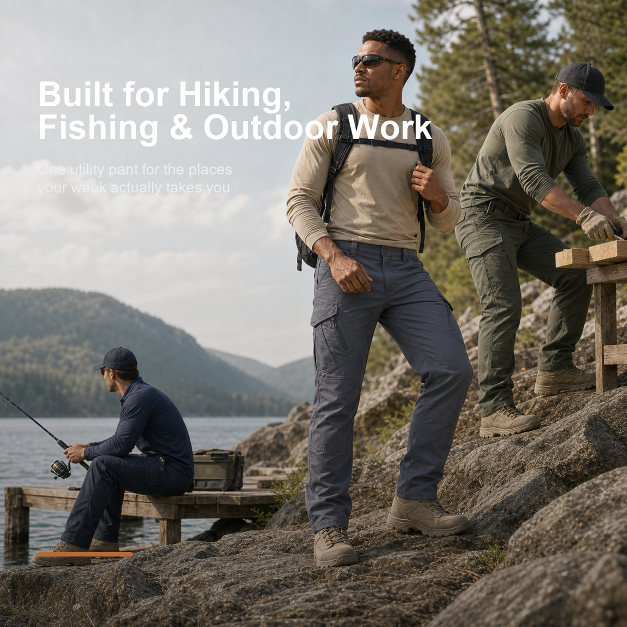 Men's tactical cargo pants for hiking fishing and outdoor work