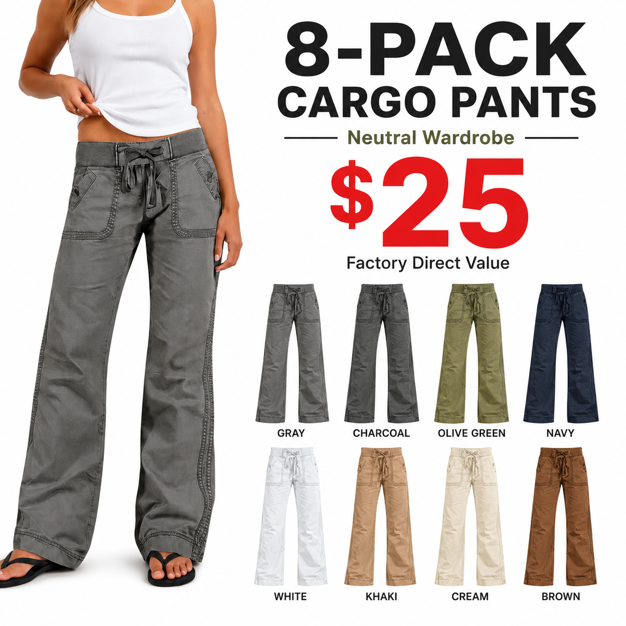 Women's High-Stretch Mid-Rise Straight Pants 8-Pack - detail image 6