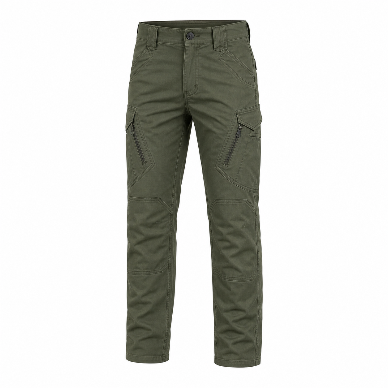 Olive green men's tactical cargo pants pack option