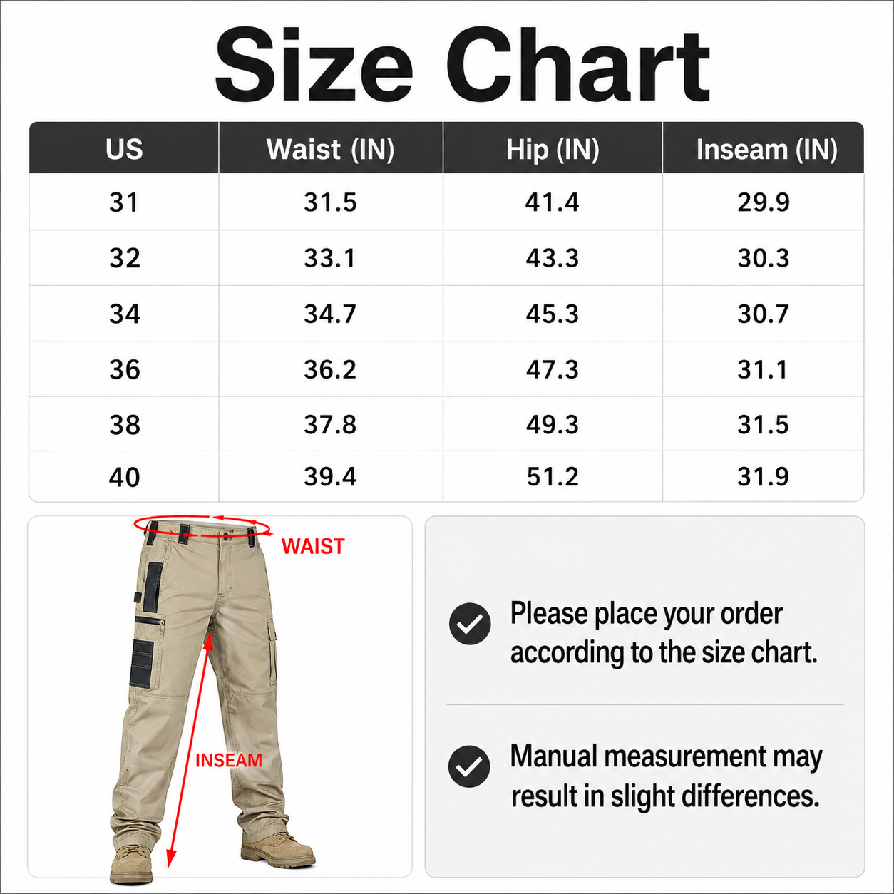 Men's Multi-Pocket Work Pants 5-Pack