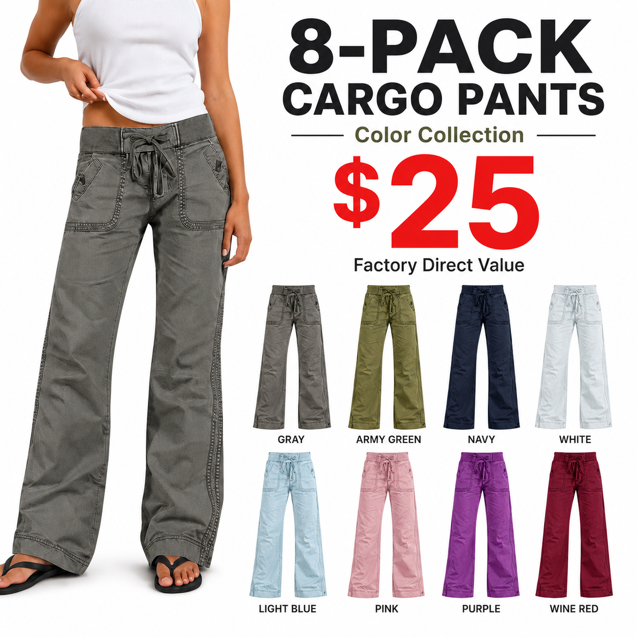 Women's High-Stretch Mid-Rise Straight Pants 8-Pack - detail image 5