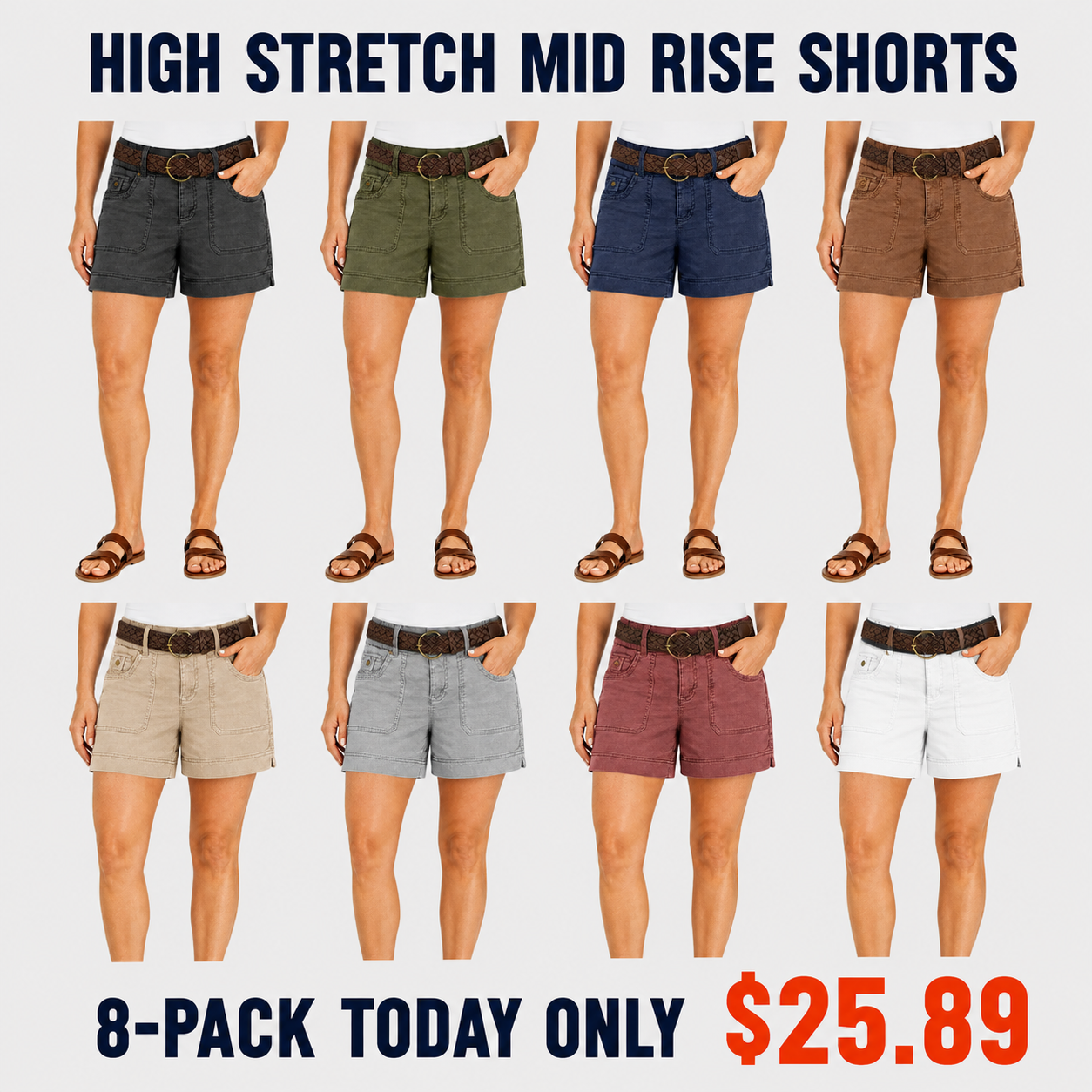 Casual Summer Shorts 8-Pack
