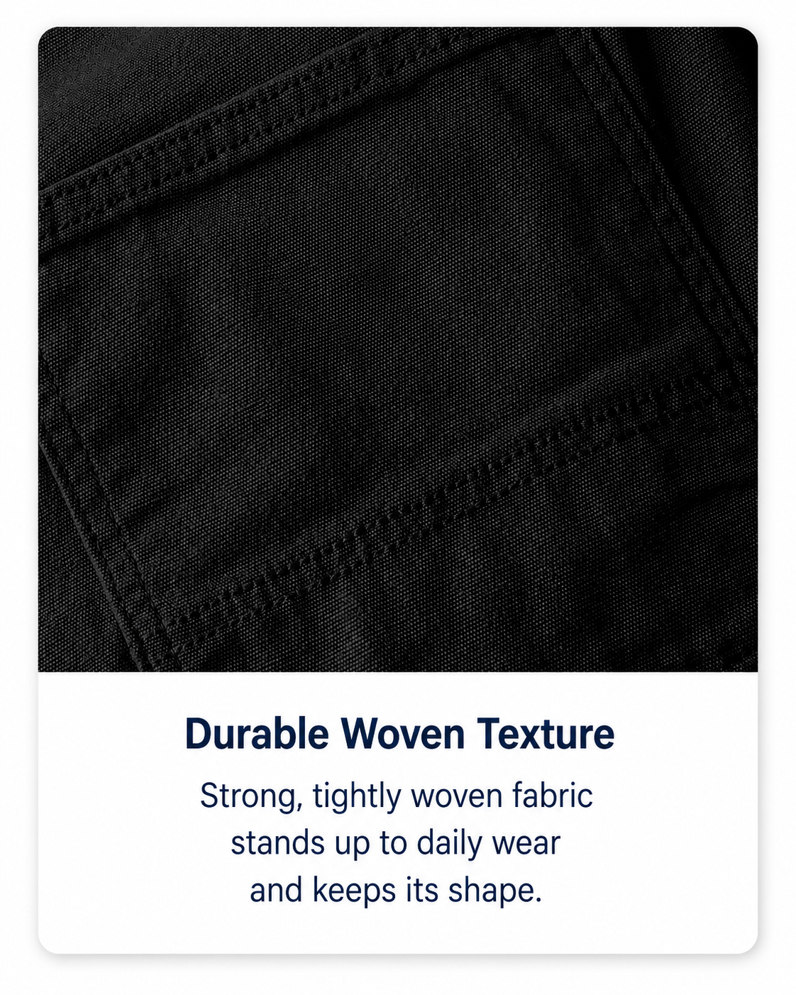 Durable woven work pants fabric detail