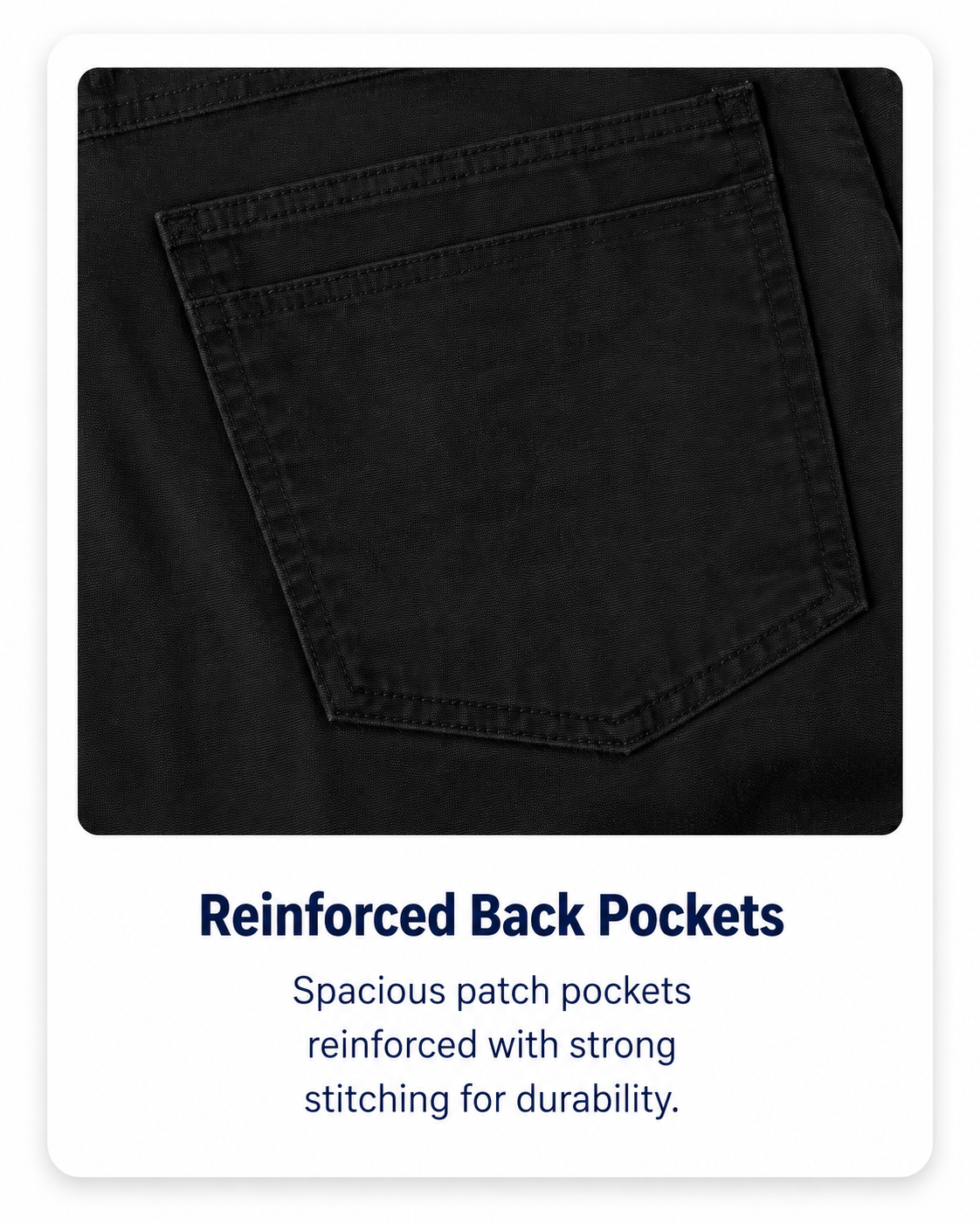 Reinforced back patch pocket detail
