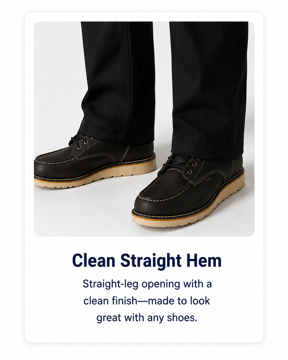 Clean straight-leg hem detail