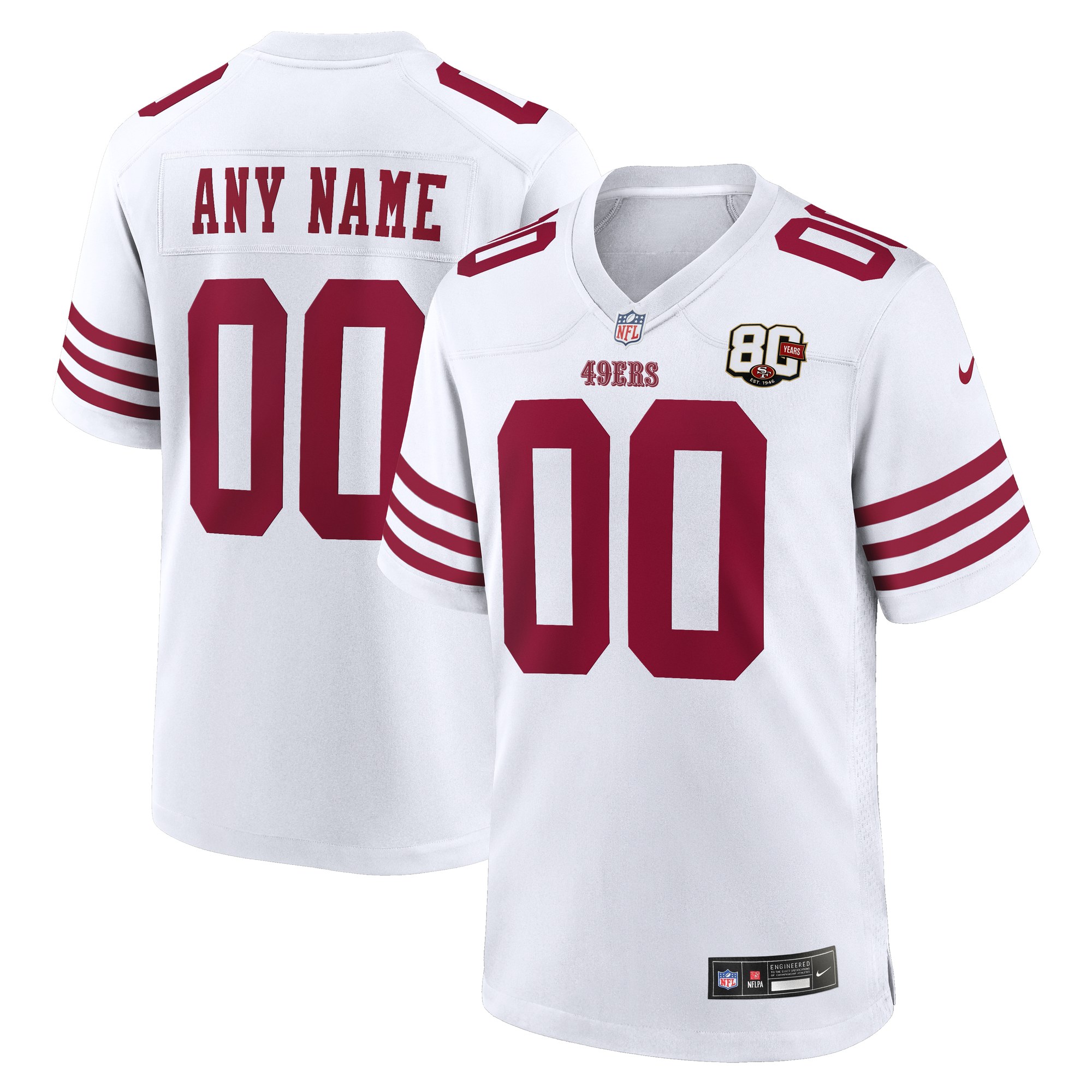 San Francisco 49ers 80th Anniversary Custom Game Jersey - White