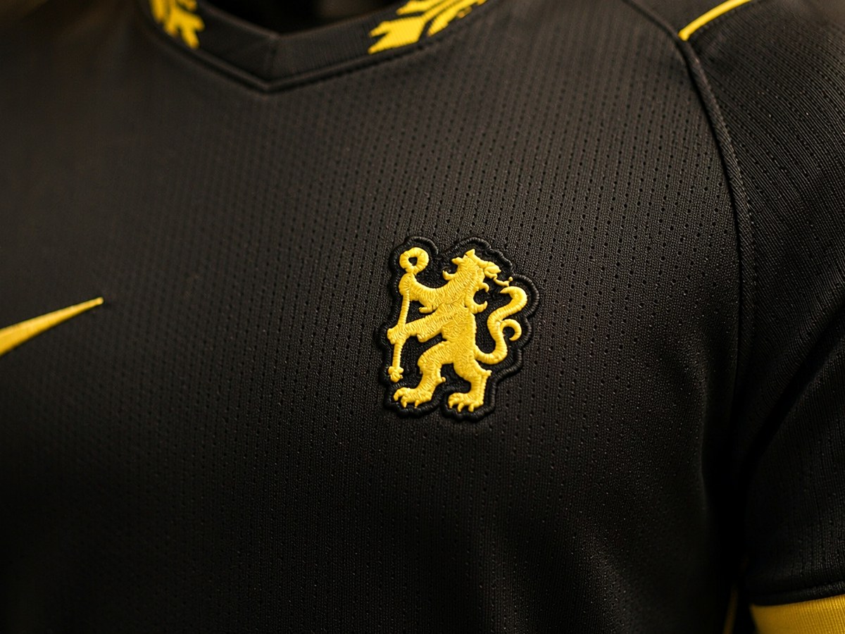 Macro view of a red performance-knit football jersey showing open mesh ventilation holes, a white shoulder panel and flat seams