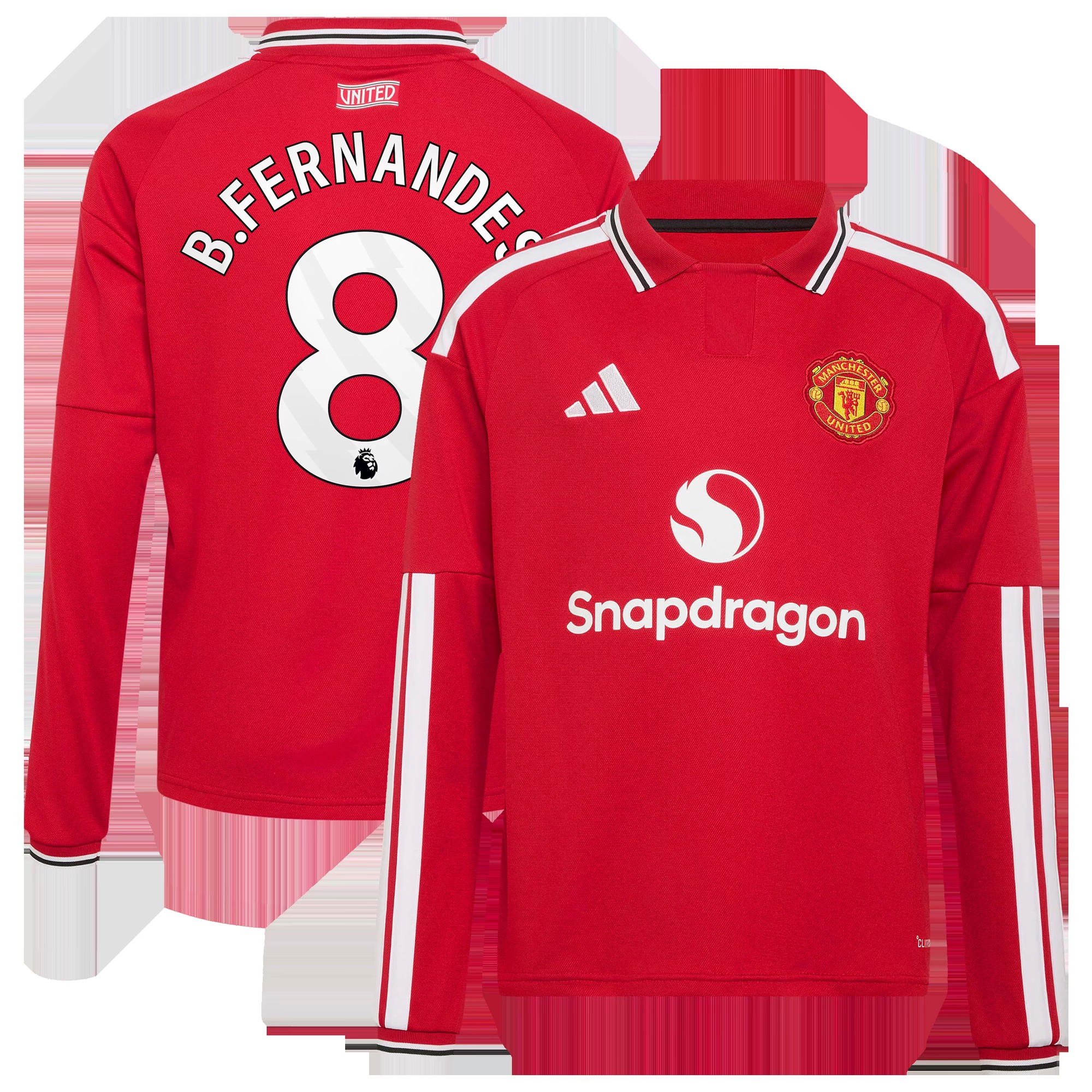 Bruno Fernandes Manchester United Youth 2026/27 Home Replica Long Sleeve Jersey - Red