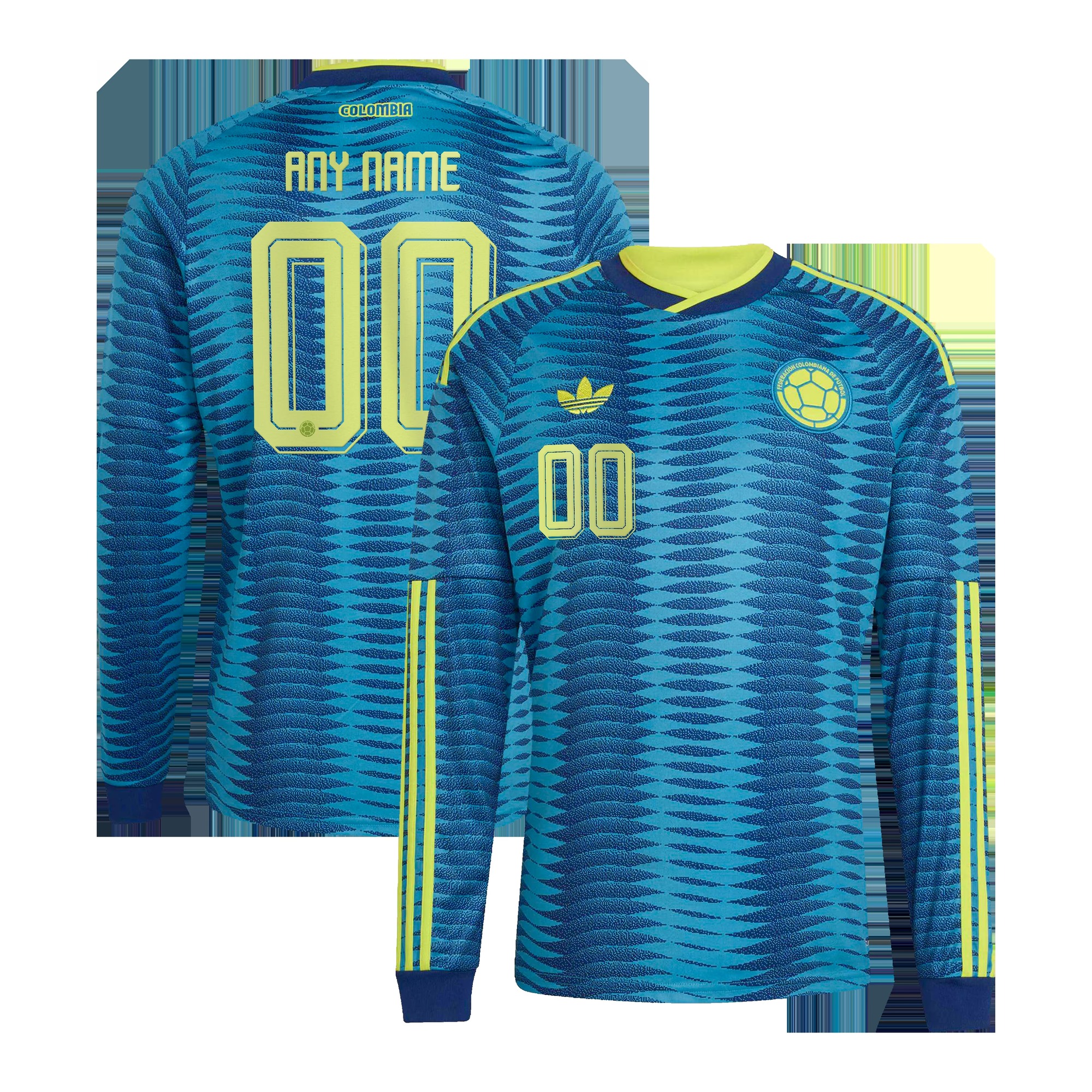 Colombia National Team 2026 Away Replica Long Sleeve Custom Jersey - Turquoise