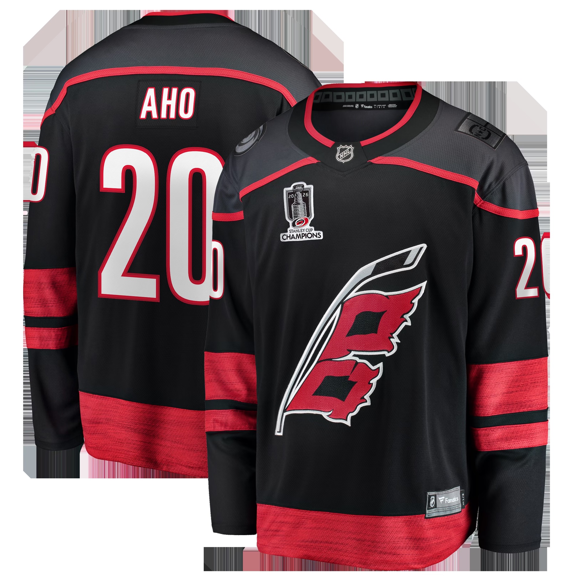 Sebastian Aho Carolina Hurricanes 2026 Stanley Cup Champions Home Breakaway Jersey - Black