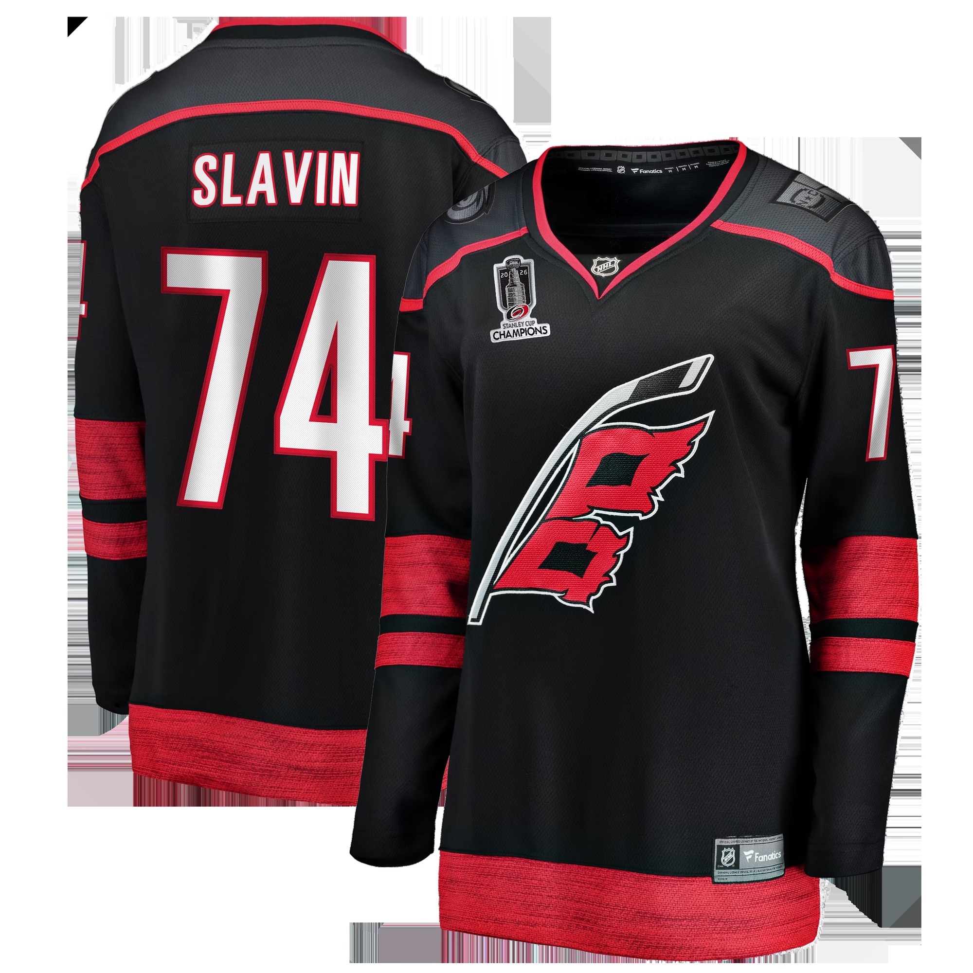 Jaccob Slavin Carolina Hurricanes Women's 2026 Stanley Cup Champions Home Breakaway Jersey - Black