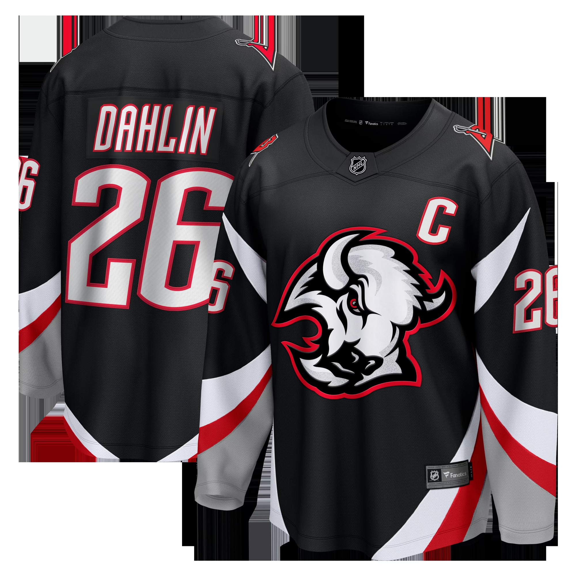 Rasmus Dahlin Buffalo Sabres Alternate Captain Patch Breakaway Jersey - Black
