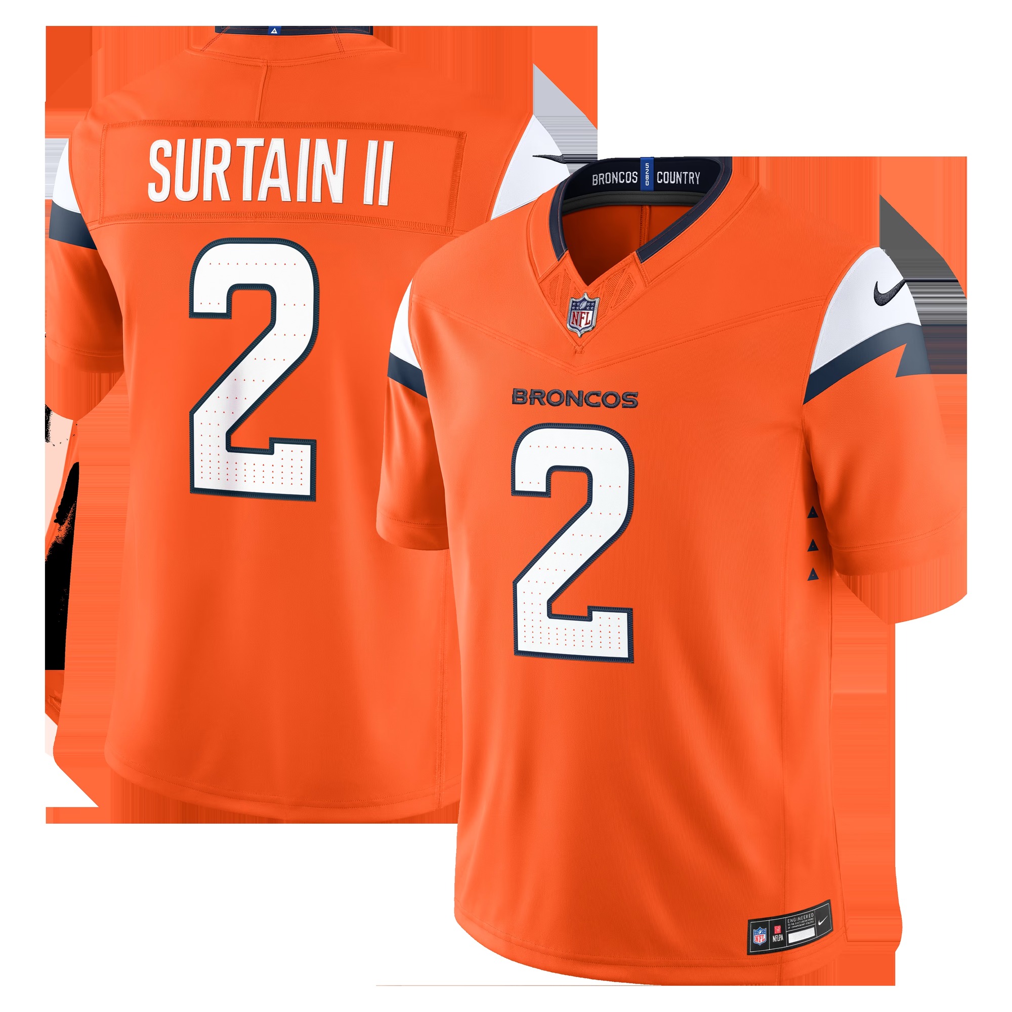 Patrick Surtain II Denver Broncos Team Vapor F.U.S.E. Stitched Limited Jersey - Orange-Jersey Pro Hub