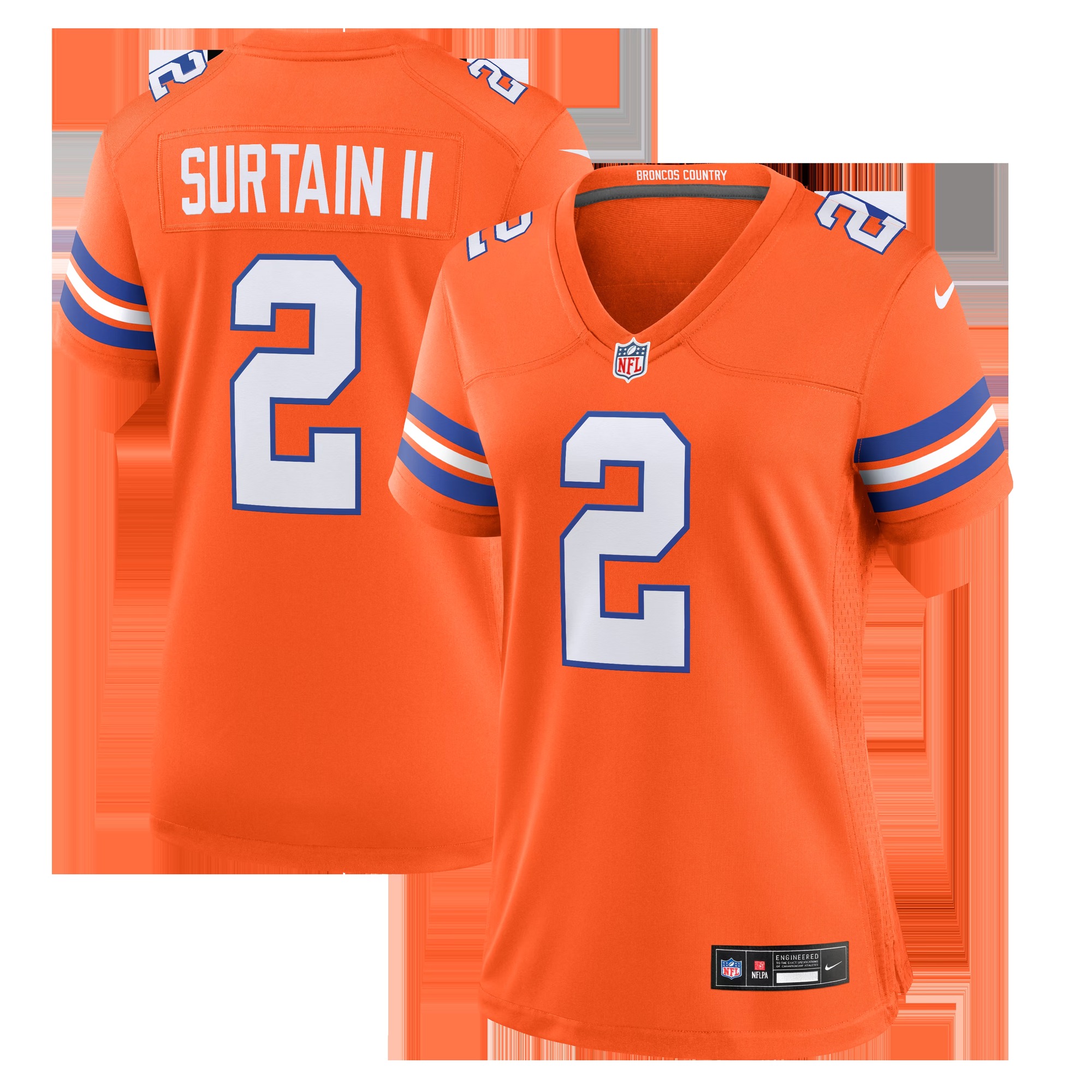 Patrick Surtain II Denver Broncos Women's Mile High Collection 1977 Throwback Player Game Jersey - Orange-Jersey Pro Hub