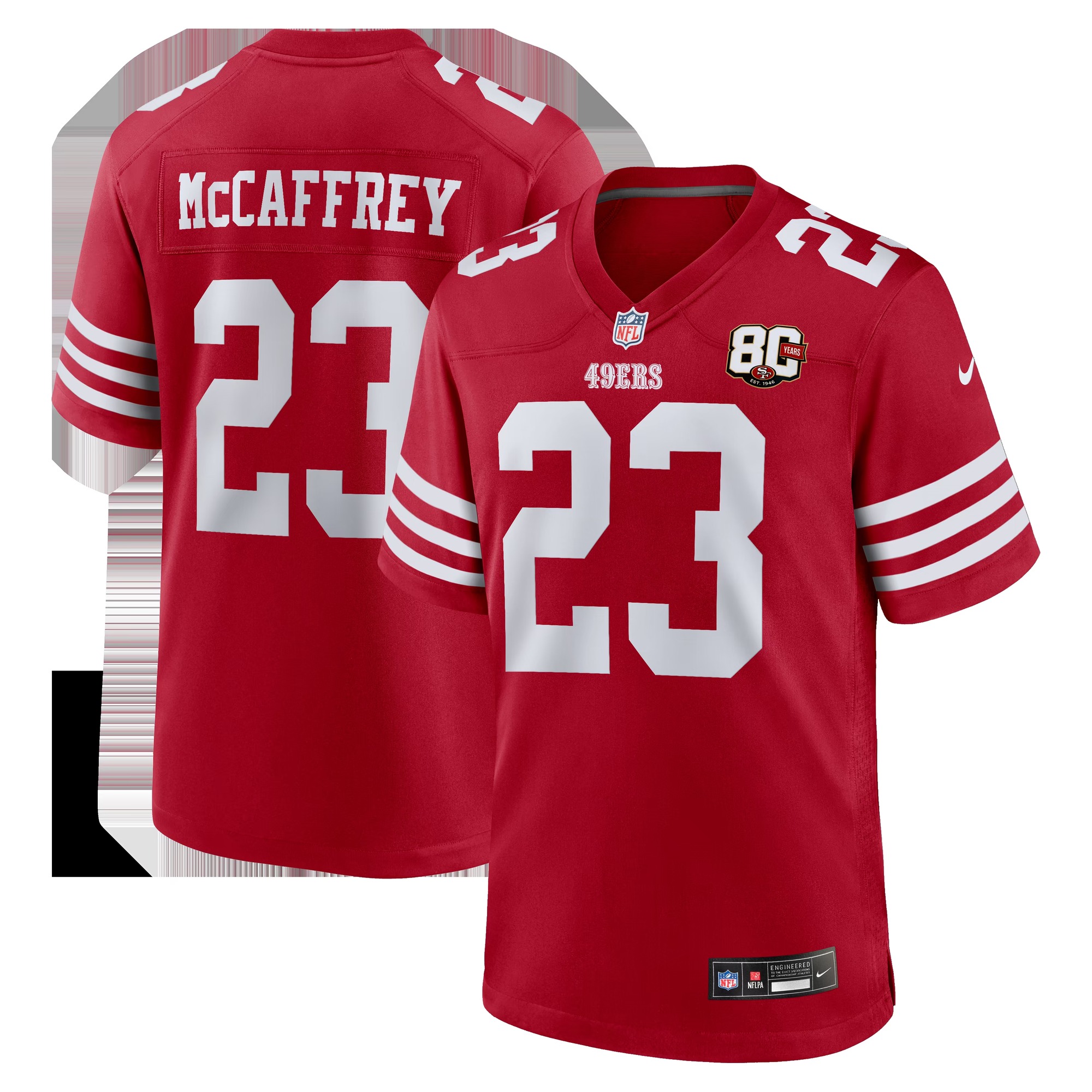 Christian McCaffrey San Francisco 49ers 80th Anniversary Game Jersey - Scarlet