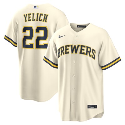 Christian Yelich Milwaukee Brewers Nike Home Replica Jersey - Cream