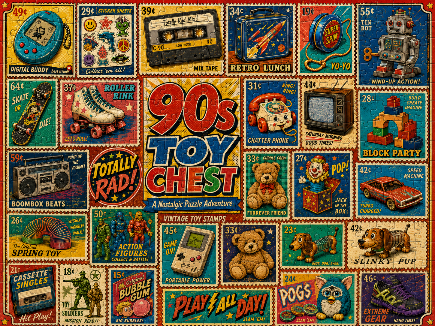 90s Toy Chest Nostalgia Puzzle – 500/1000 Pieces