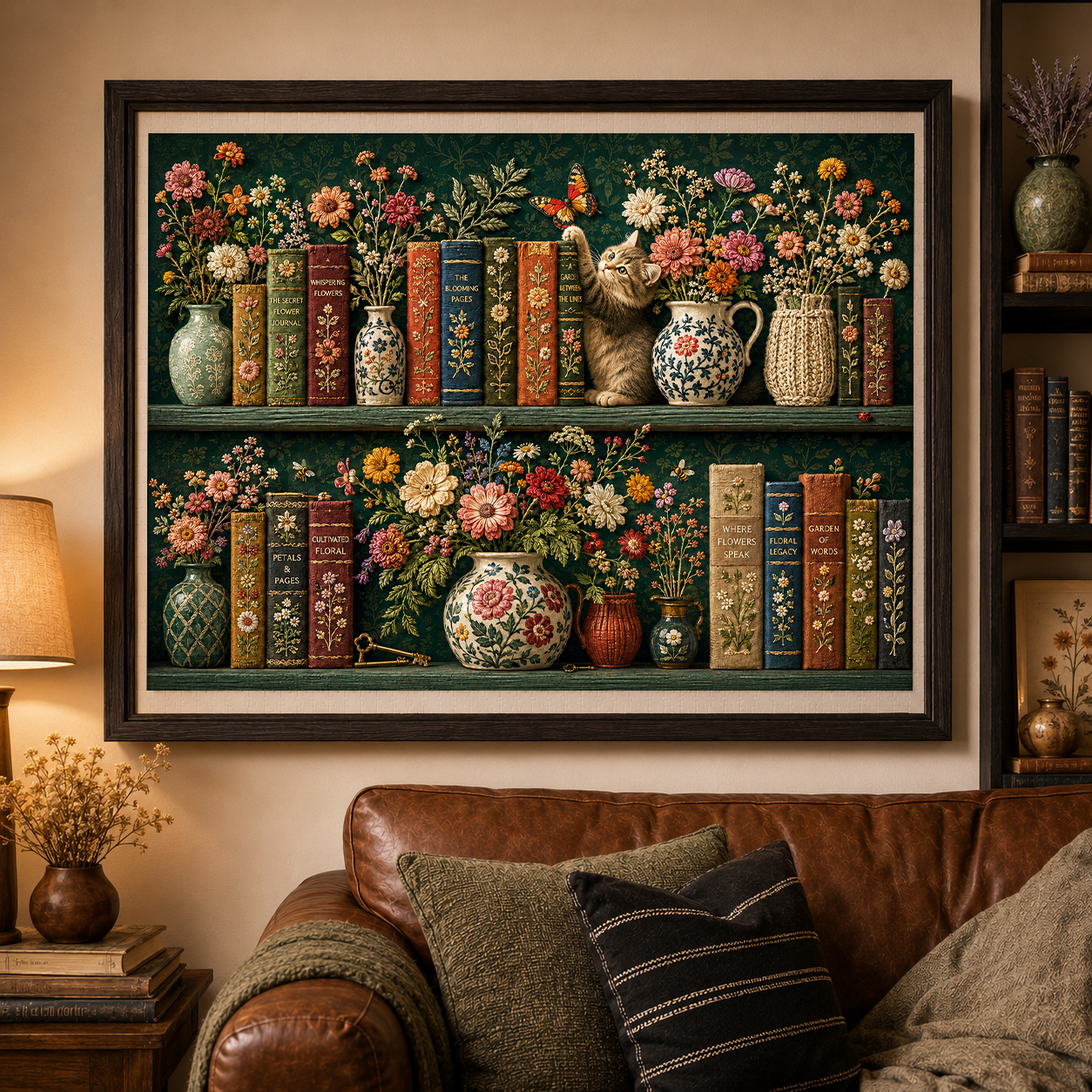 Vintage Blooming Bookshelf Jigsaw Puzzle