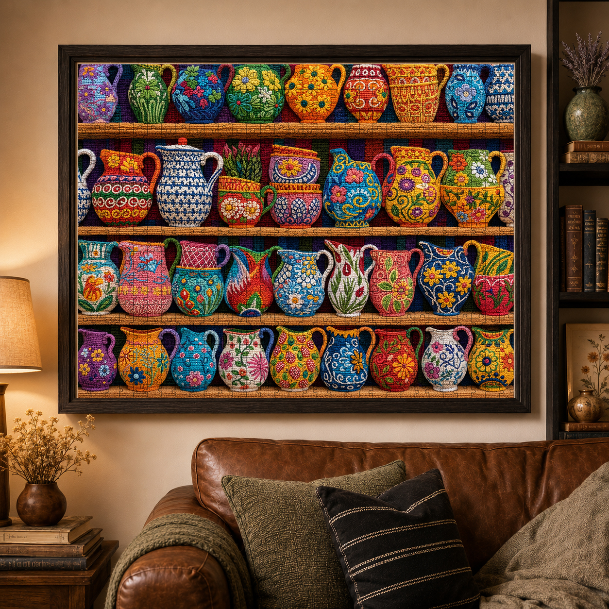Colorful Floral Pottery Crochet – 500/1000-Piece Jigsaw Puzzle