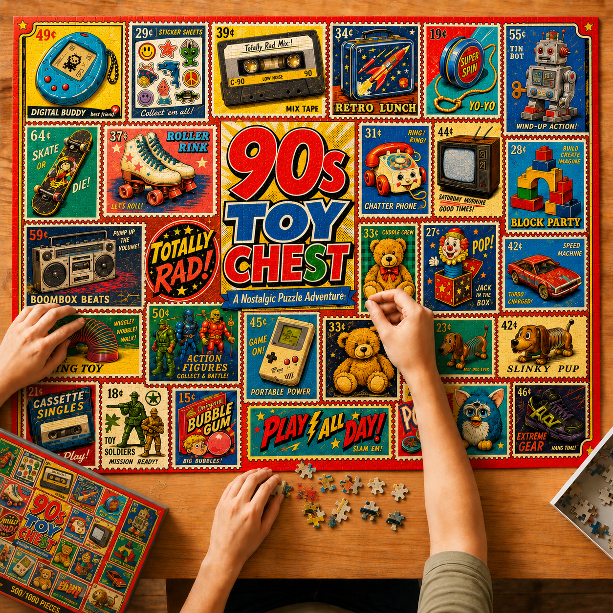 90s Toy Chest Nostalgia Puzzle – 500/1000 Pieces