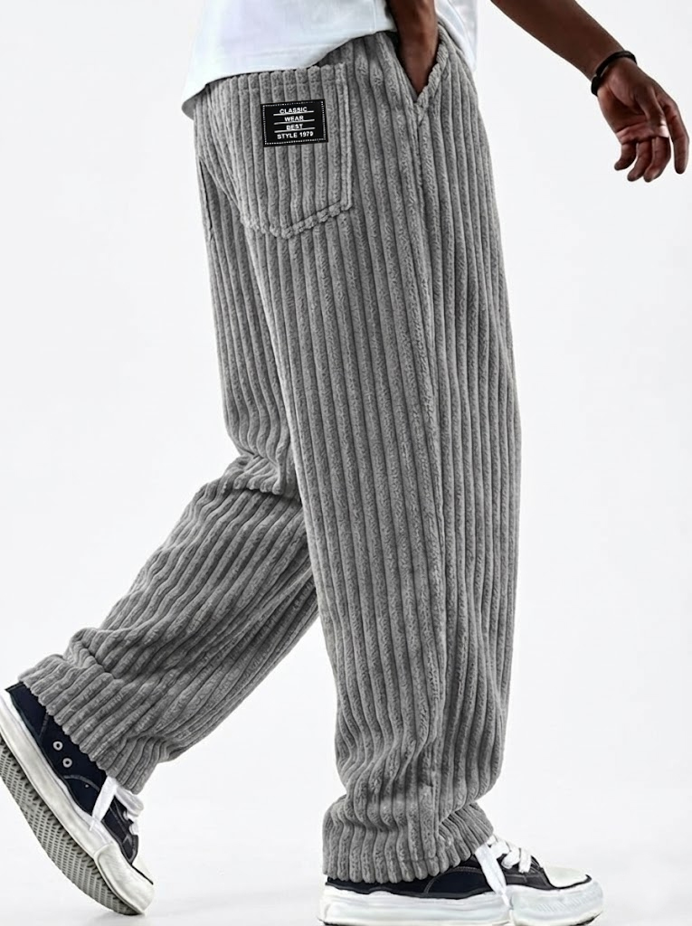 Men's Vintage Corduroy Textured Comfort Wide Striped Pants