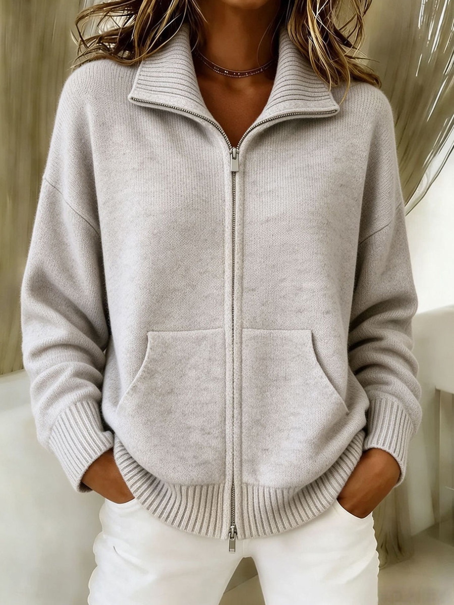 NEW ARRIVAL🔥 Cozy Zip-Front Knit Cardigan-simplysoftwear