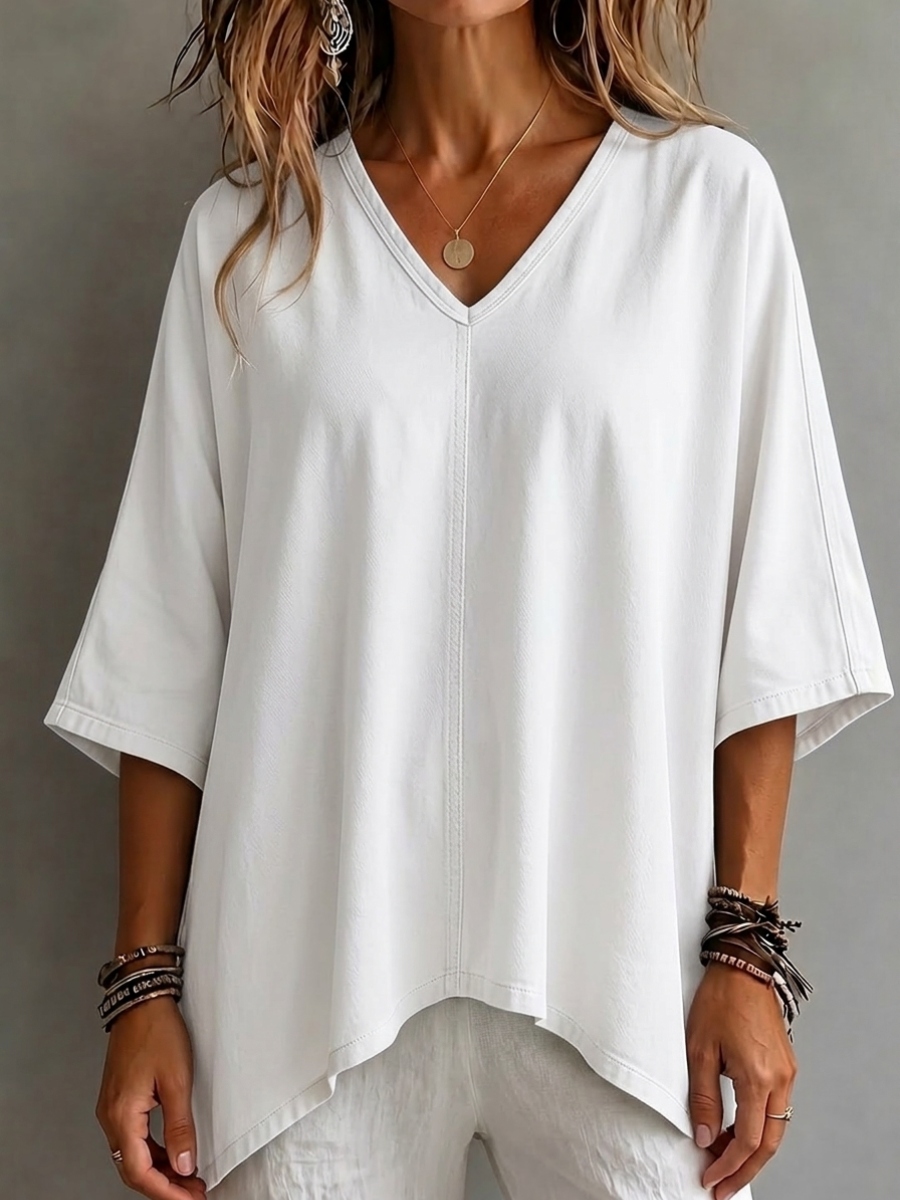 New Arrival🔥 Women's Cozy V-neck Loose-fitting Denim Shirt Top