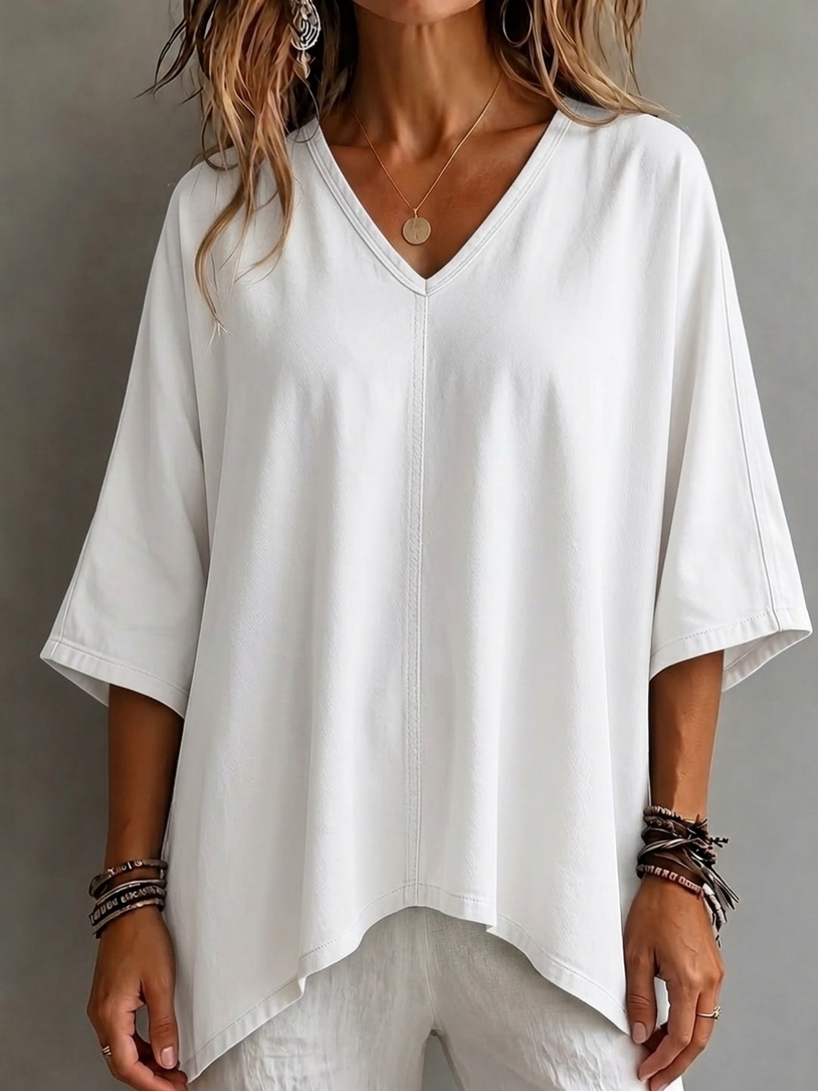 New Arrival🔥 Women's Cozy V-neck Loose-fitting Denim Shirt Top
