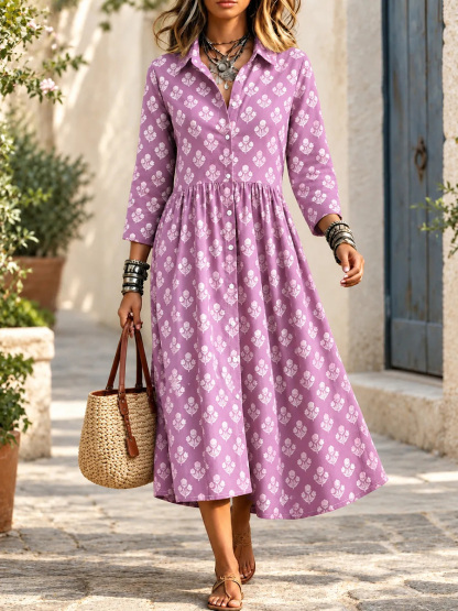 New Arrivals🔥 Bohemian style floral print midi dress-simplysoftwear