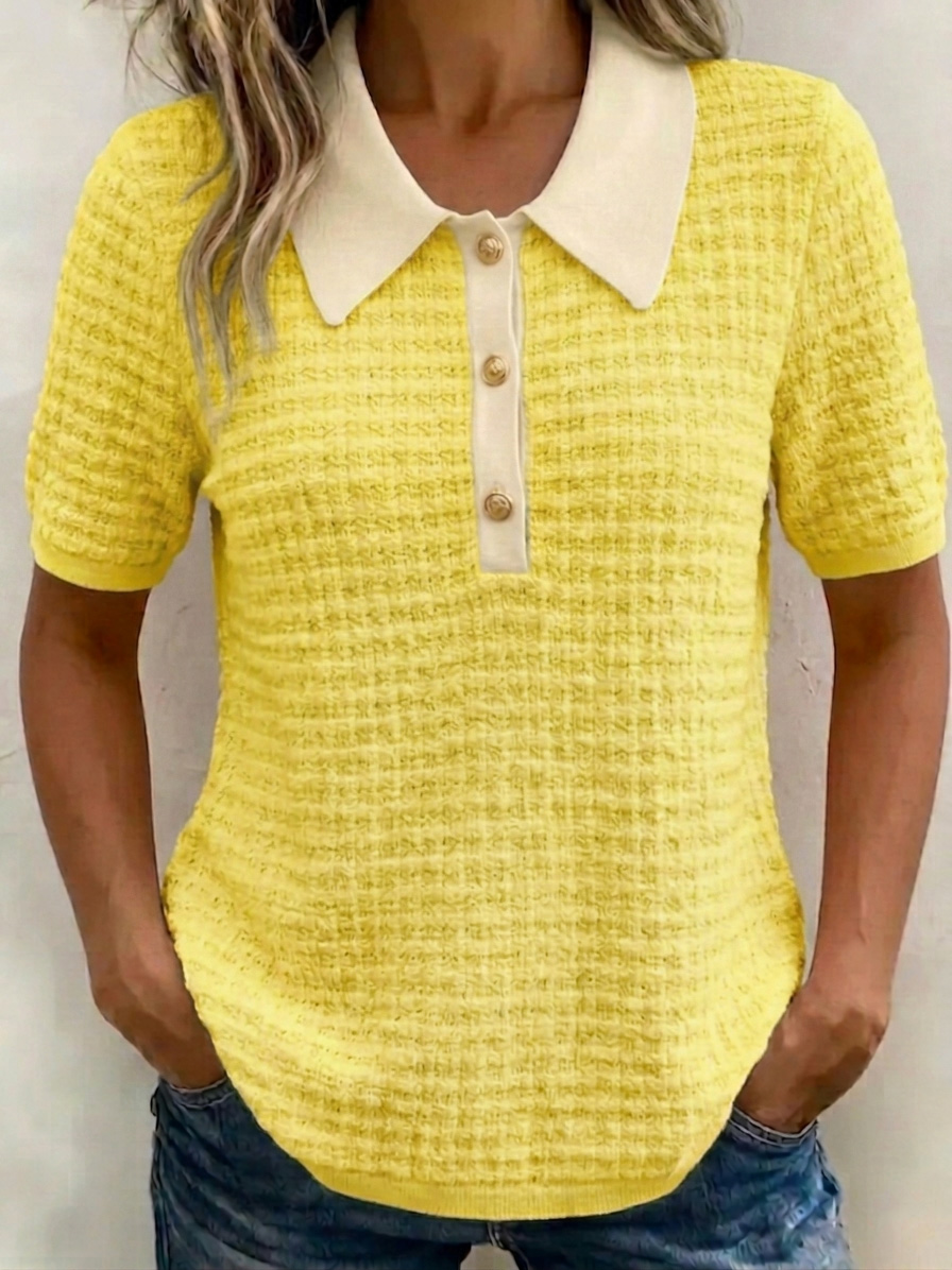 Cozy Waffle Knit Collared Top