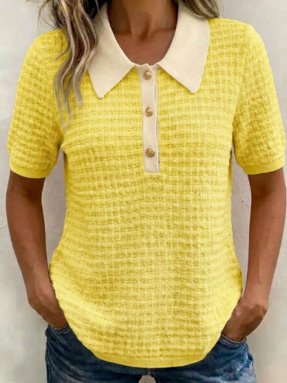 Cozy Waffle Knit Collared Top