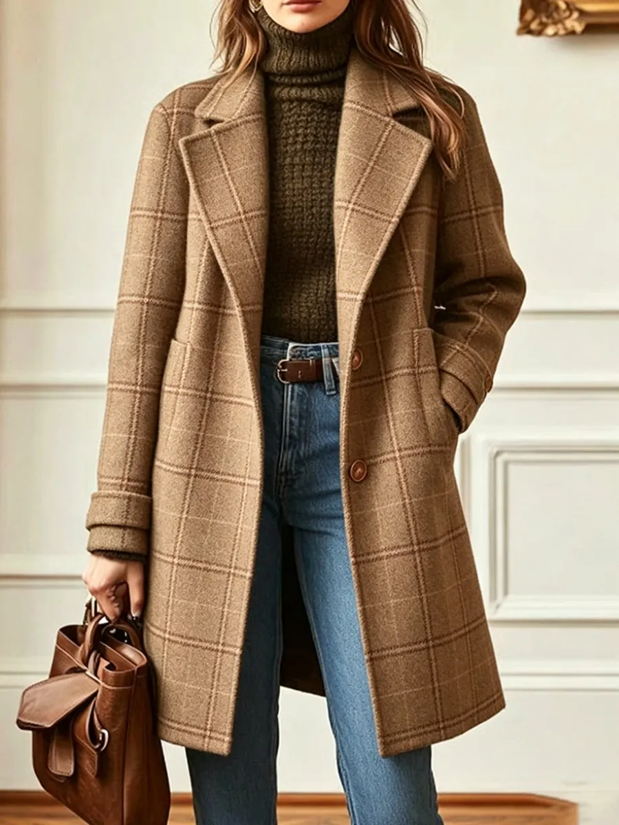 CLEARANCE SALE🔥 Casual Wool-blend Plaid Coat (mid-length)-simplysoftwear