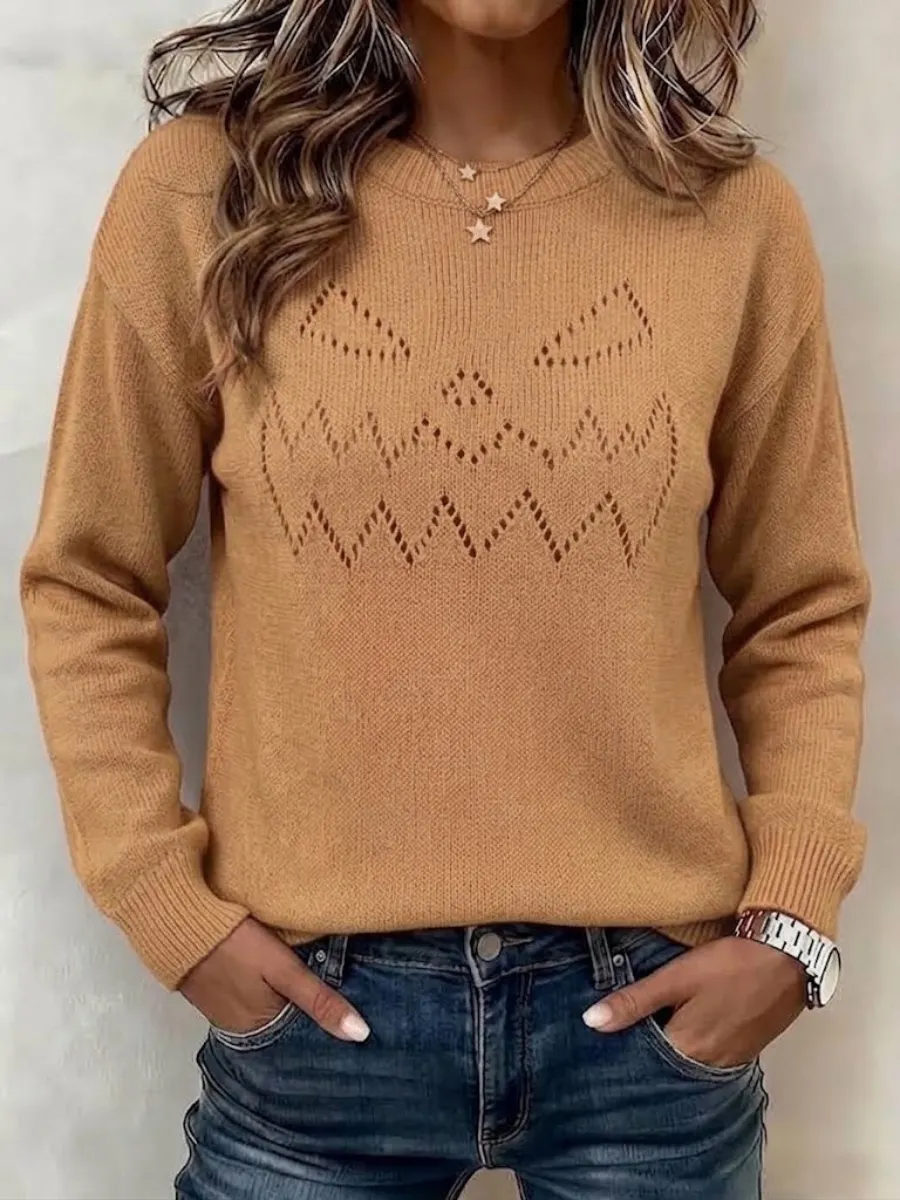 NEW ARRIVAL🔥 Women's Halloween Solid-color Cutout Pullover Sweater-simplysoftwear