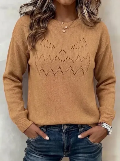NEW ARRIVAL🔥 Women's Halloween Solid-color Cutout Pullover Sweater-simplysoftwear