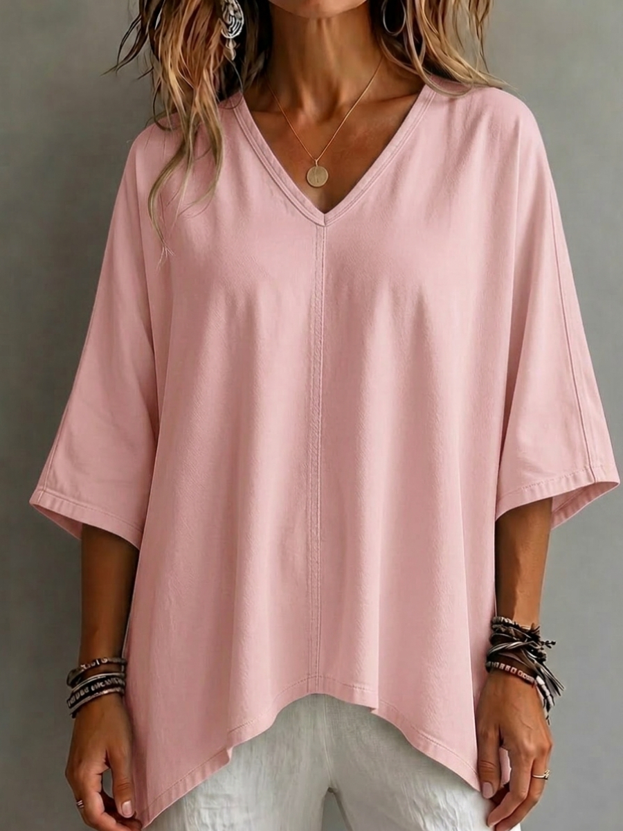 New Arrival🔥 Women's Cozy V-neck Loose-fitting Denim Shirt Top