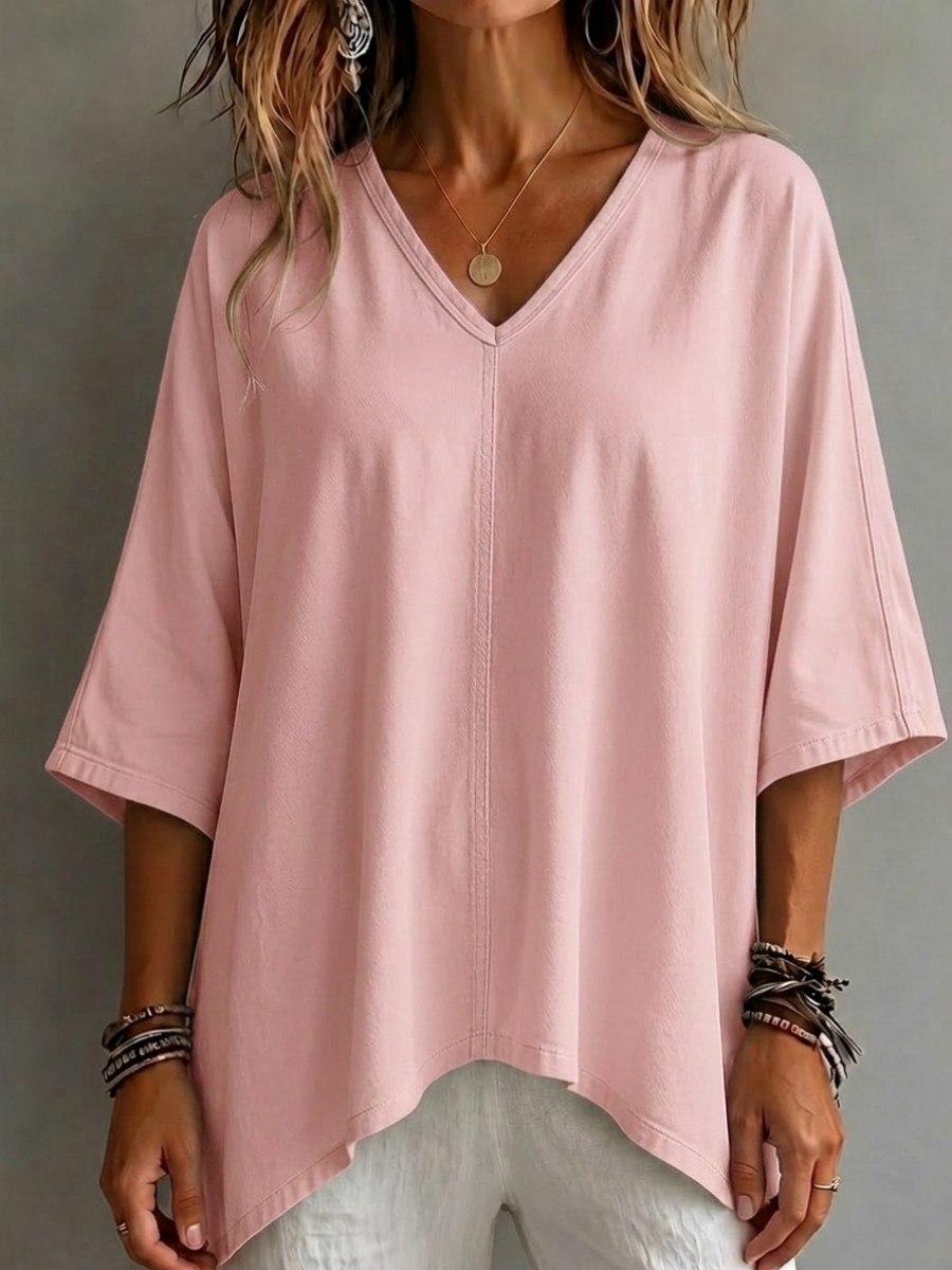 New Arrival🔥 Women's Cozy V-neck Loose-fitting Denim Shirt Top