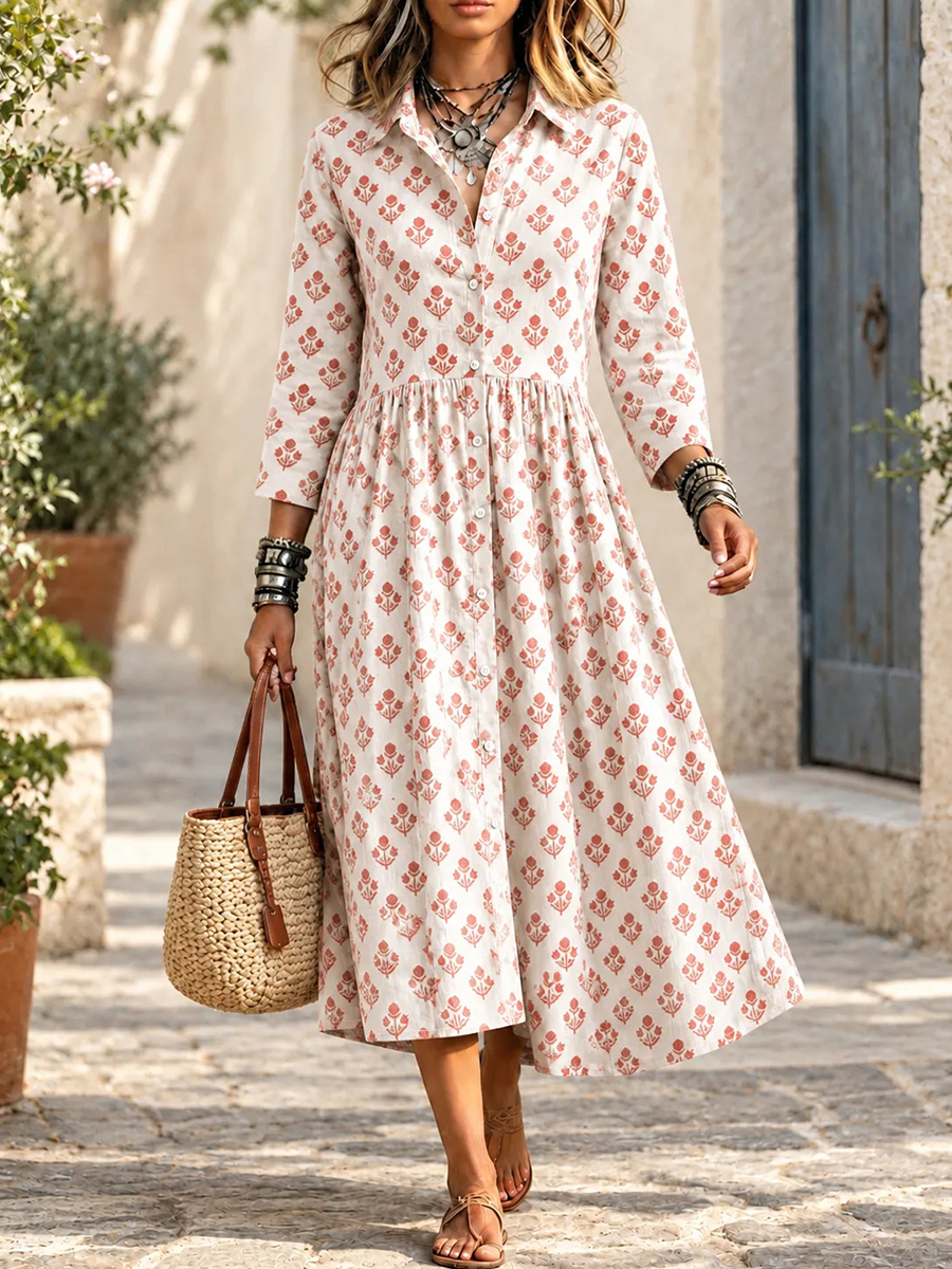 New Arrivals🔥 Bohemian style floral print midi dress-simplysoftwear
