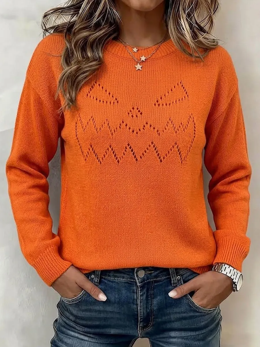 NEW ARRIVAL🔥 Women's Halloween Solid-color Cutout Pullover Sweater-simplysoftwear