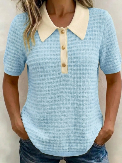 Cozy Waffle Knit Collared Top