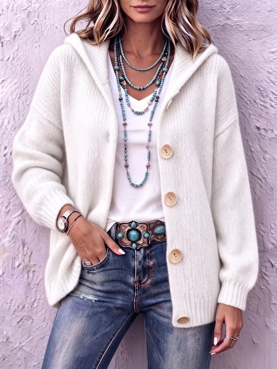 New Arrival🔥 Cozy Chic Hooded Knit Cardigan-halonarra
