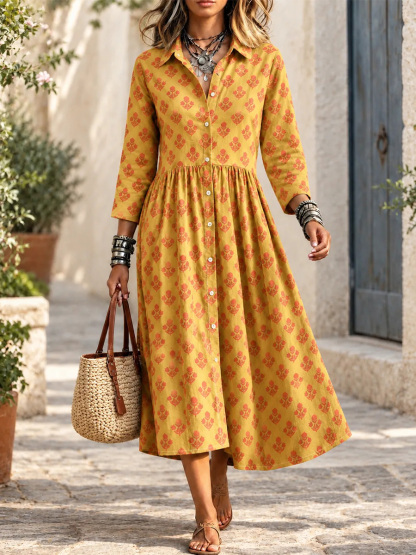 New Arrivals🔥 Bohemian style floral print midi dress-simplysoftwear