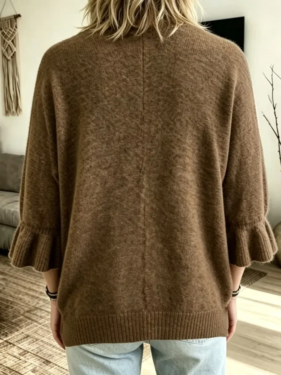 New Arrival🔥 Solid-color, Loose-fit, Casual Knit Cardigan With Three-quarter Sleeves-halonarra