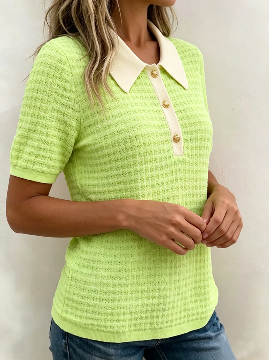 Cozy Waffle Knit Collared Top