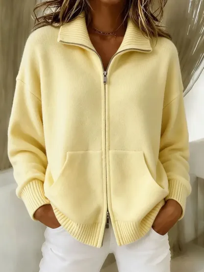 NEW ARRIVAL🔥 Cozy Zip-Front Knit Cardigan-simplysoftwear