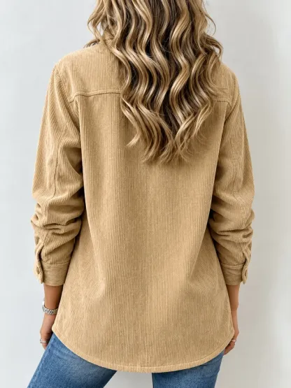 New Arrival🔥 Women's Contrast Pocket Corduroy Shacket-simplysoftwear