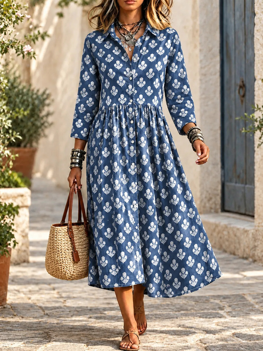 New Arrivals🔥 Bohemian style floral print midi dress-simplysoftwear